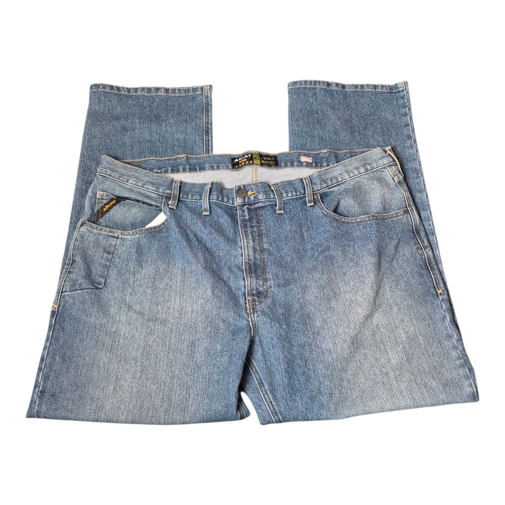 Ariat Men's 46x32 Rebar M5 Straight Leg Edgewood Western Work Jeans Blue